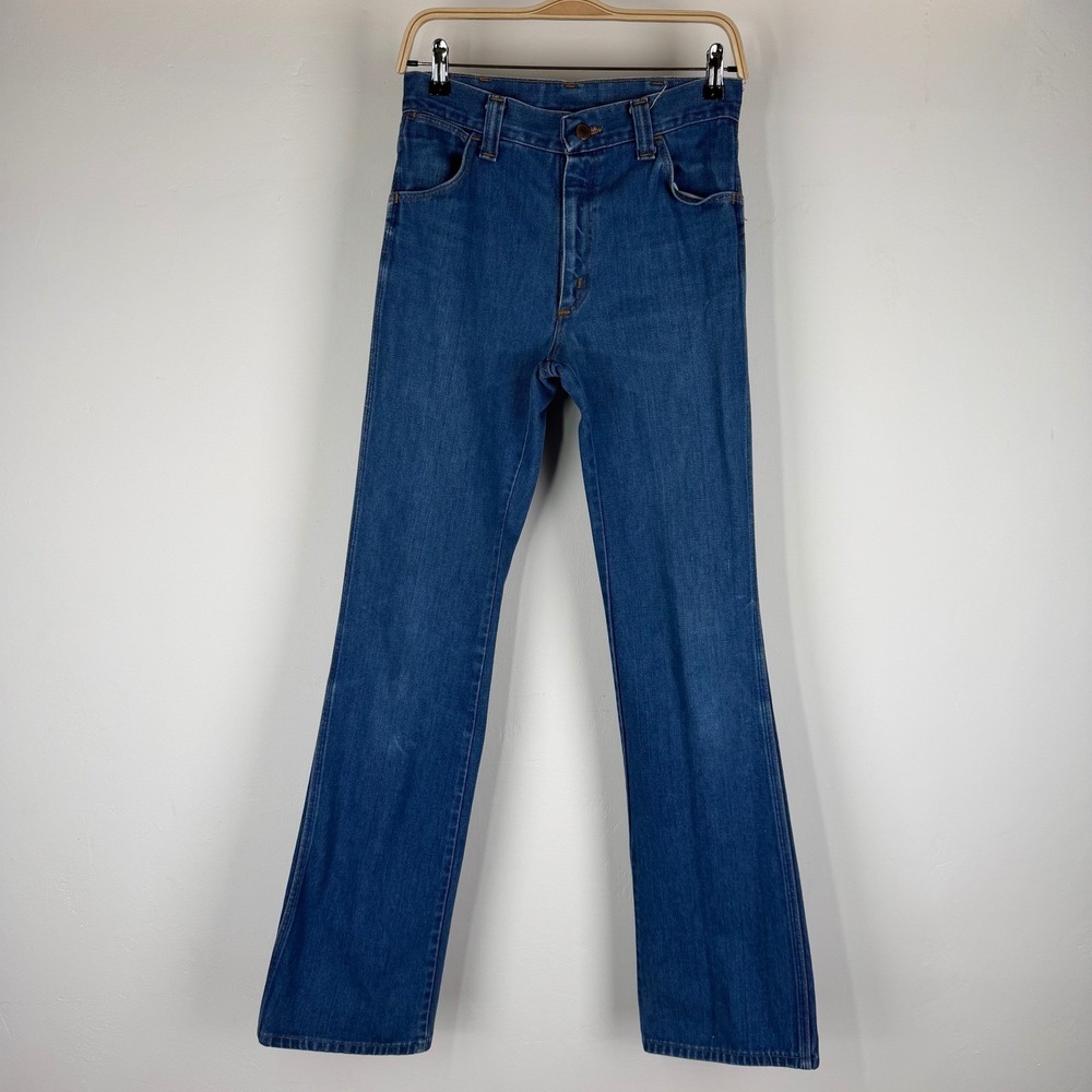 VTG 1970s Sedgefield Mens Flare Jeans Blue Denim Talon Zipper Made in USA 29x36